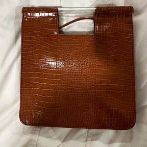 Beis Crossbody Purse in Cognac Croc